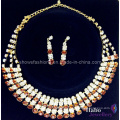 Diamond Bridal Necklace with Big Glass Stone and Earrings Sets/Fashion Jewelry/Necklace Set (XJW1701)